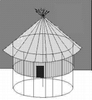 mian 宀 diagram of a neolithic hut